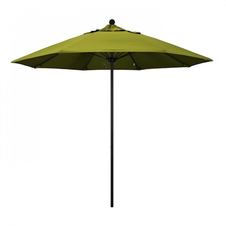 CALIFORNIA UMBRELLA 9' Black Aluminum Market Patio Umbrella, Olefin Kiwi 194061335659